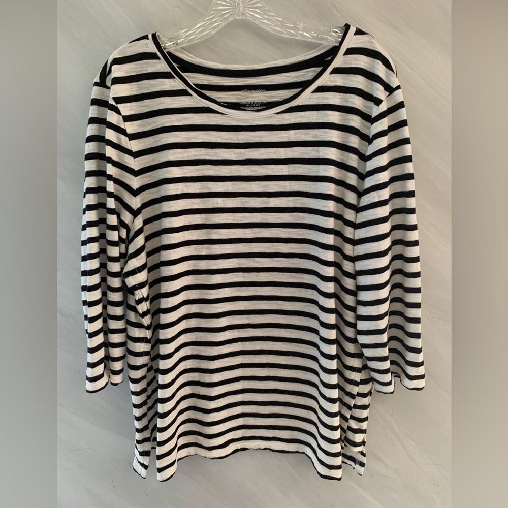 Black and White Striped Women's Top